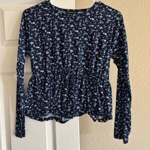 Navy Floral Women's Blouse